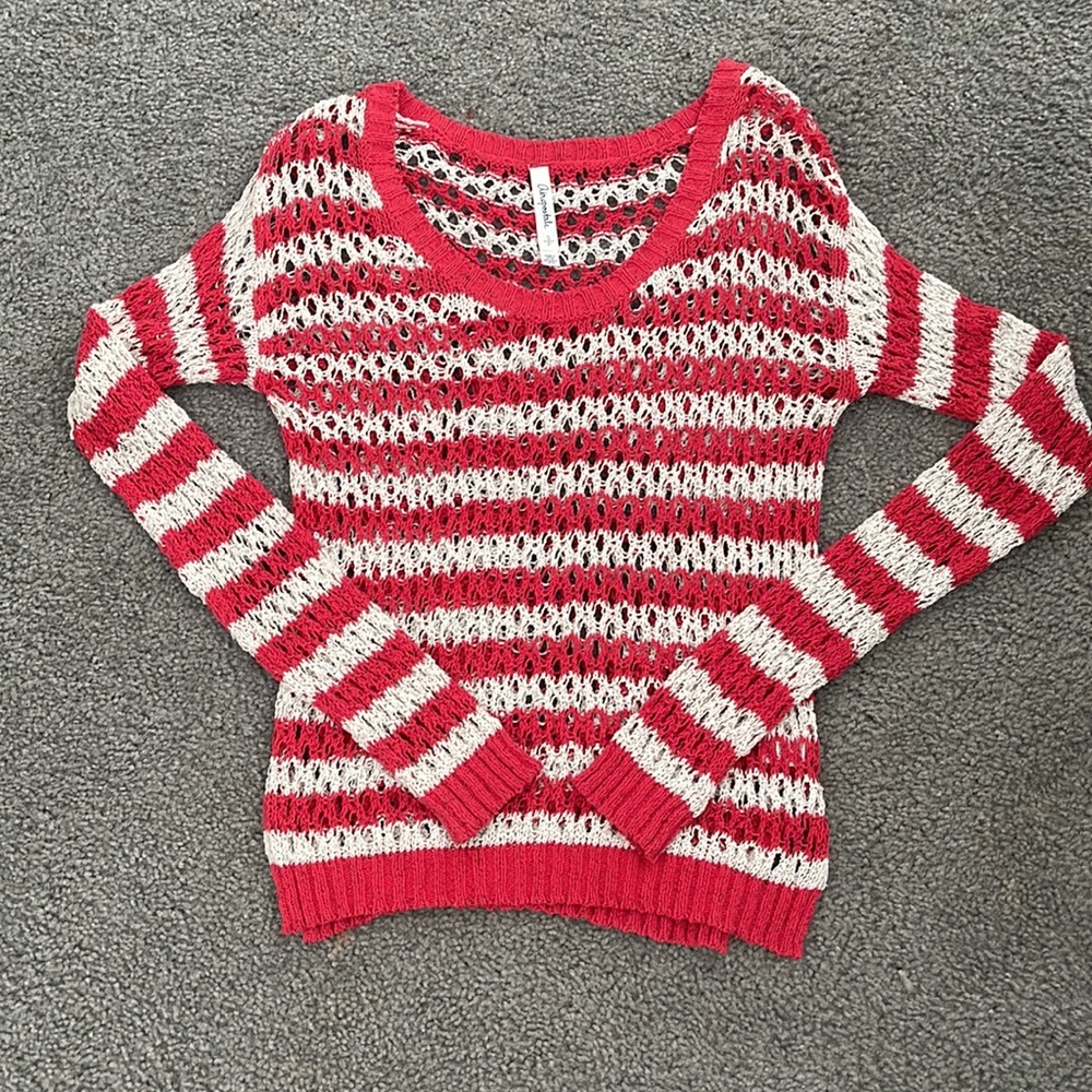 Aeropostale Red/White Stripe Sweater- Small
